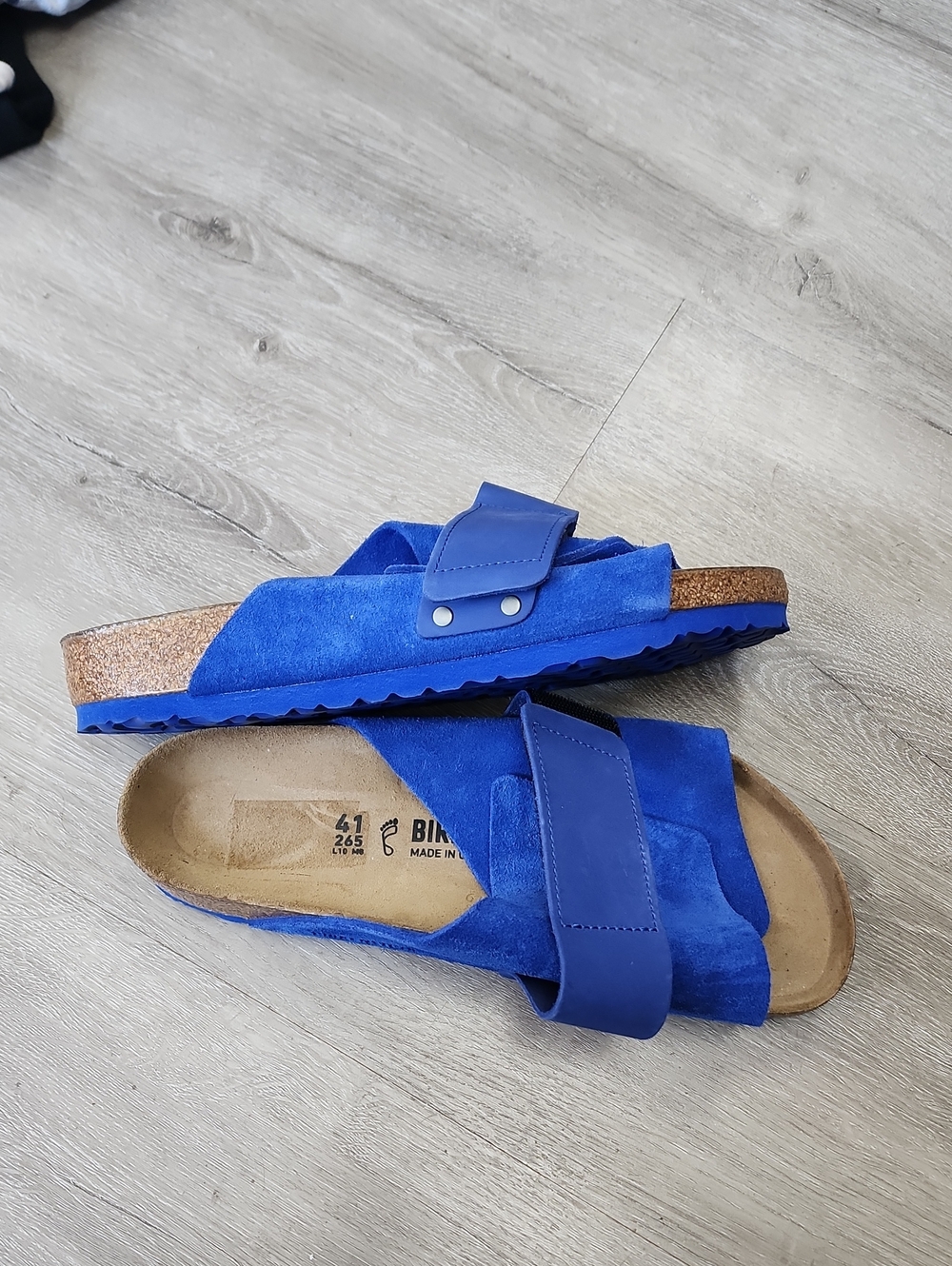 Birkenstock Cobalt Blue Suede Slide Sandals